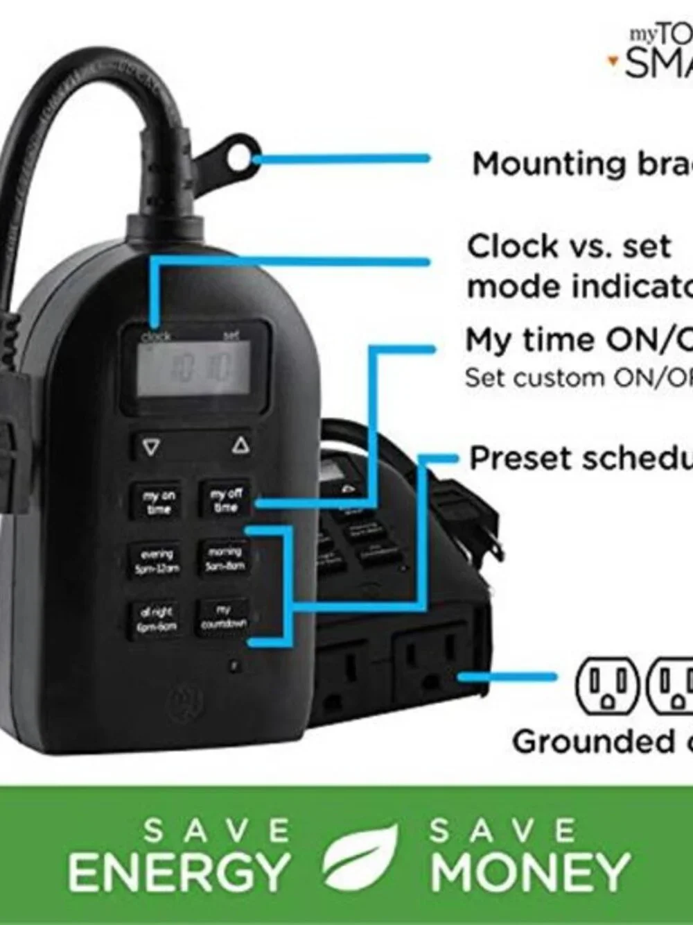 Indoor/Outdoor Weather Resistant Digital Plug-in Timer, Custom Presets